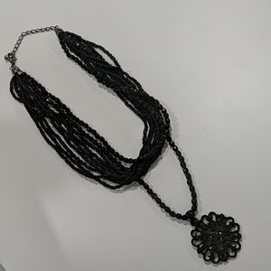Black beaded choker necklace